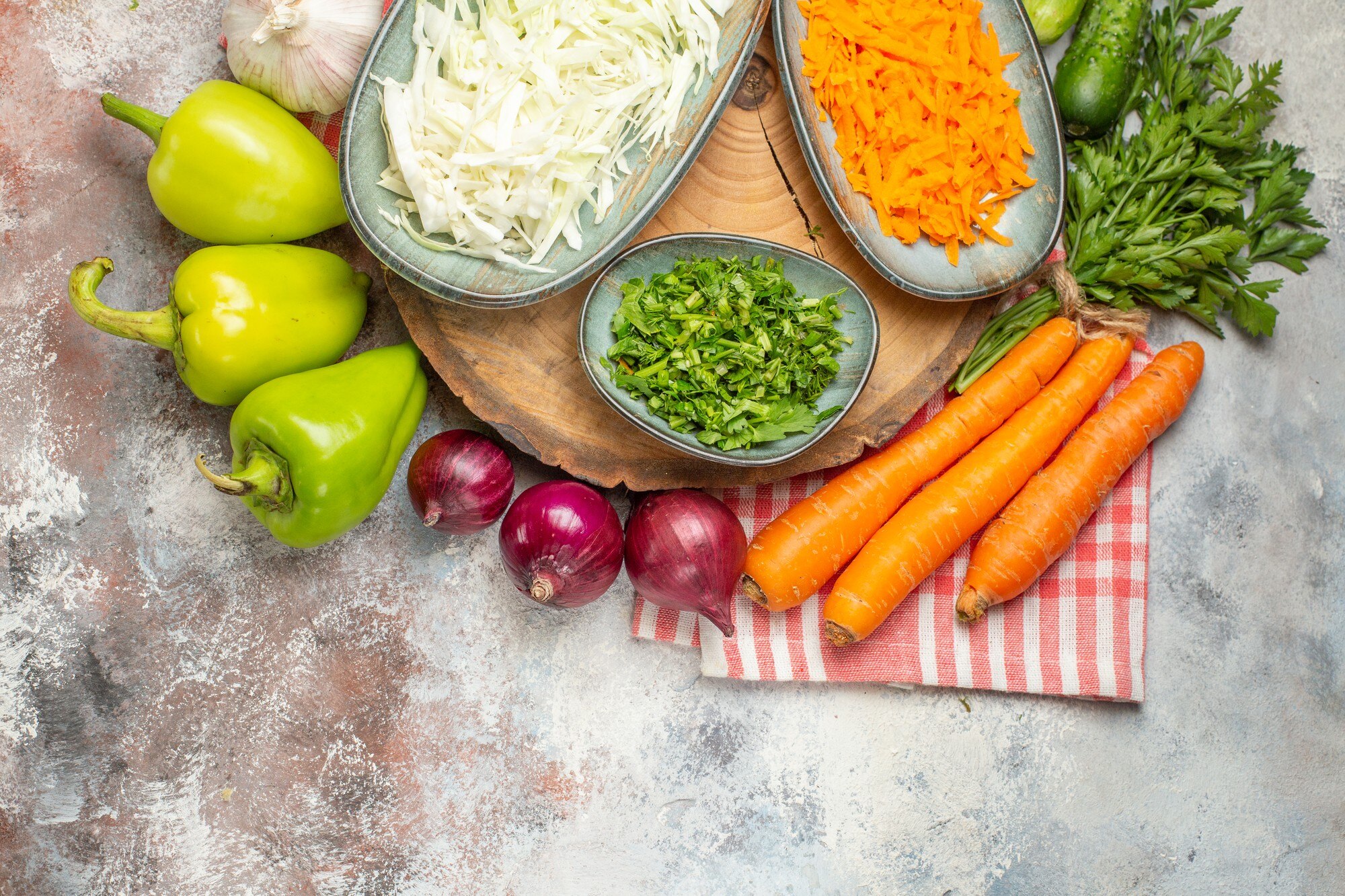 Ingredientes frescos organizados